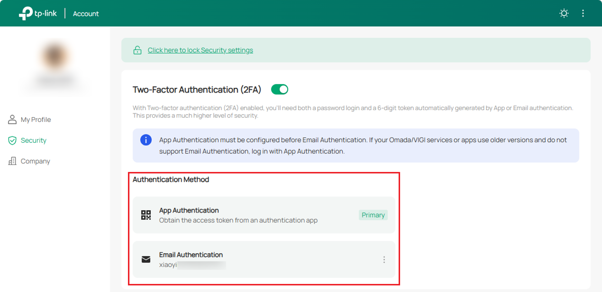 A screenshot showing the page has enabled two 2FA methods.