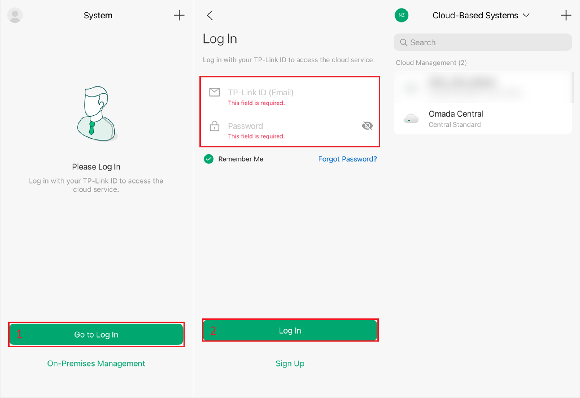 A screenshot showing the step to log in with TP-Link ID.