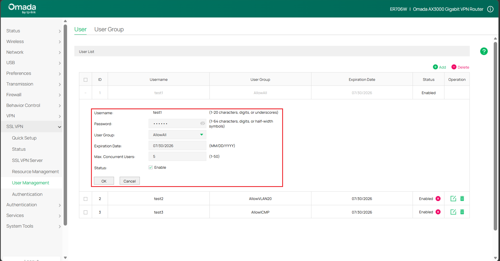 Shows the required fields.