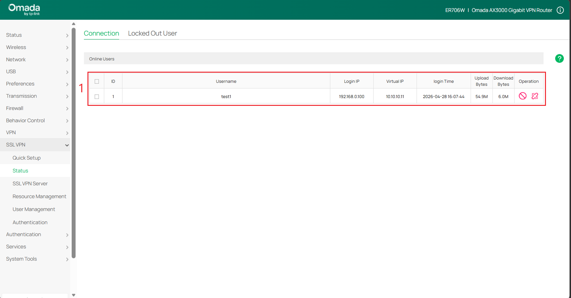 Shows active VPN Connection.