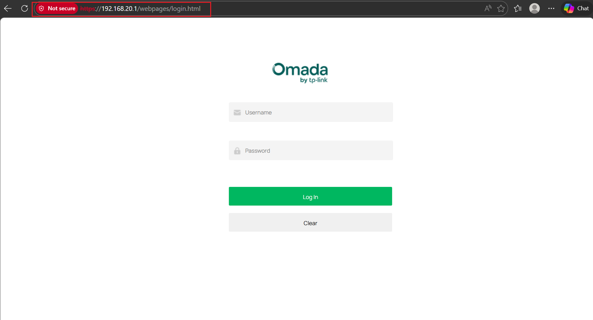 Shows client can reach the gateway login page.