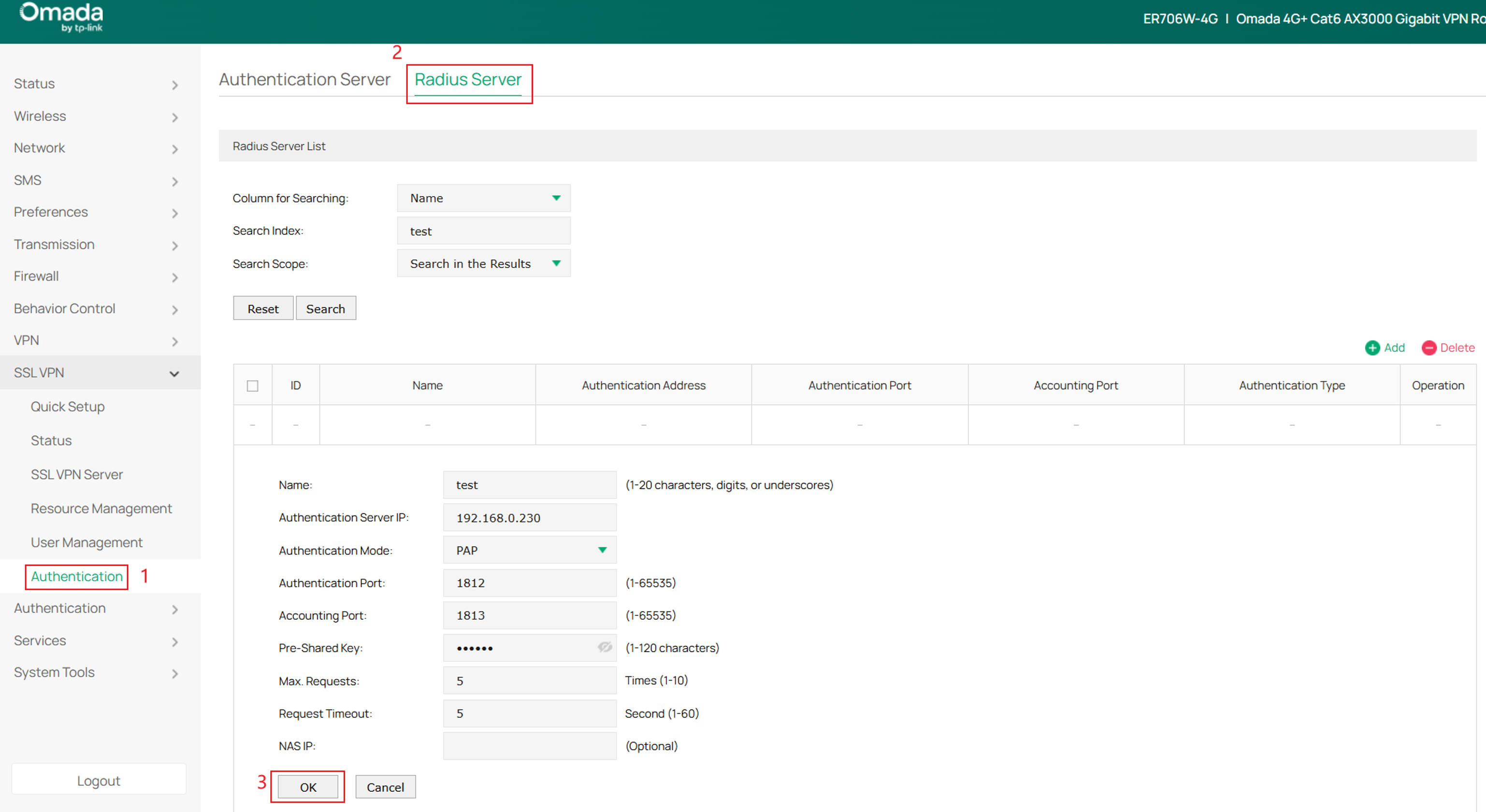 set RADIUS Config in Gateway standalone mode.