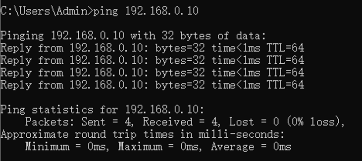 test connectivity through the ping command.