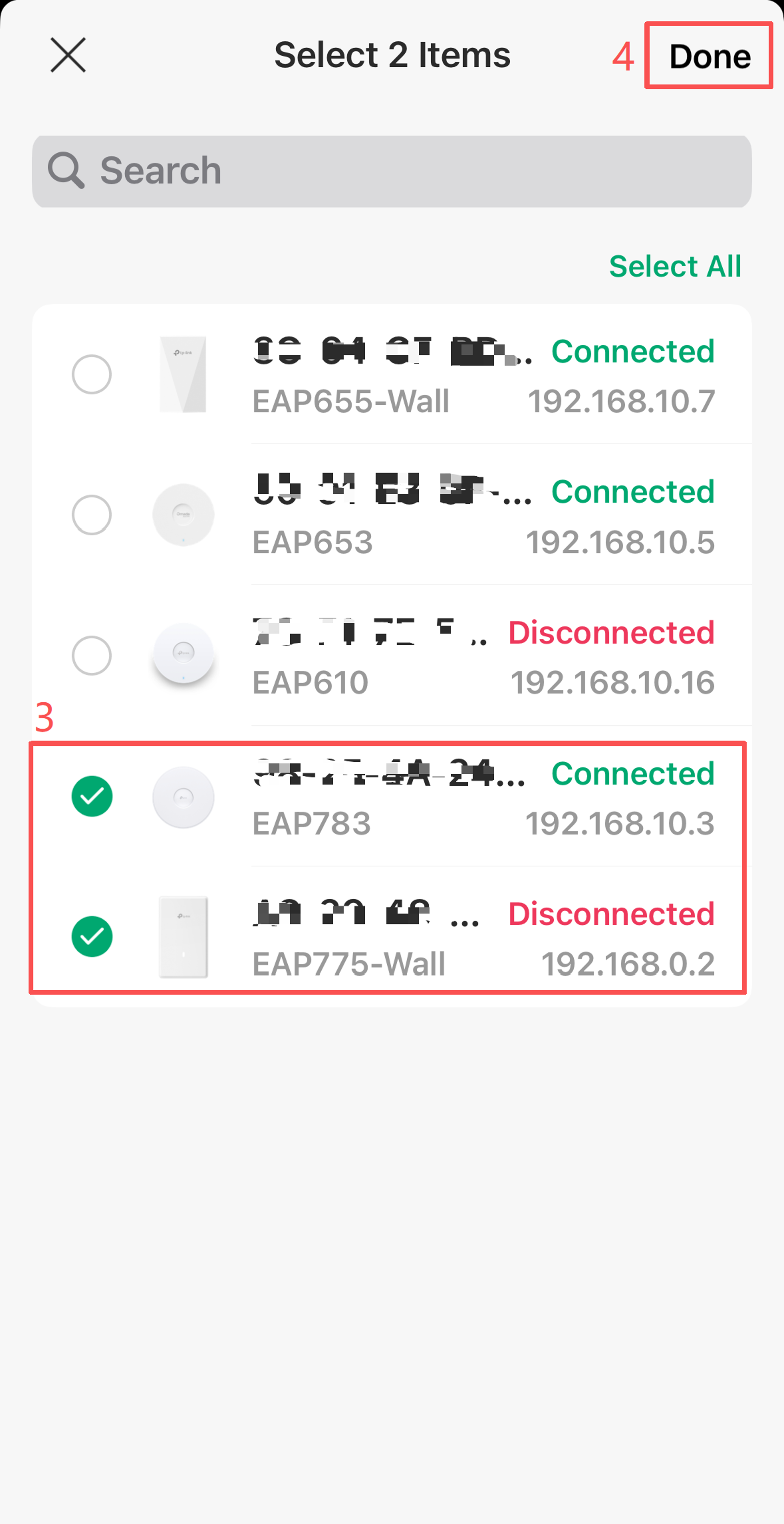 Select excluded aps in the list and click done to save the settings.