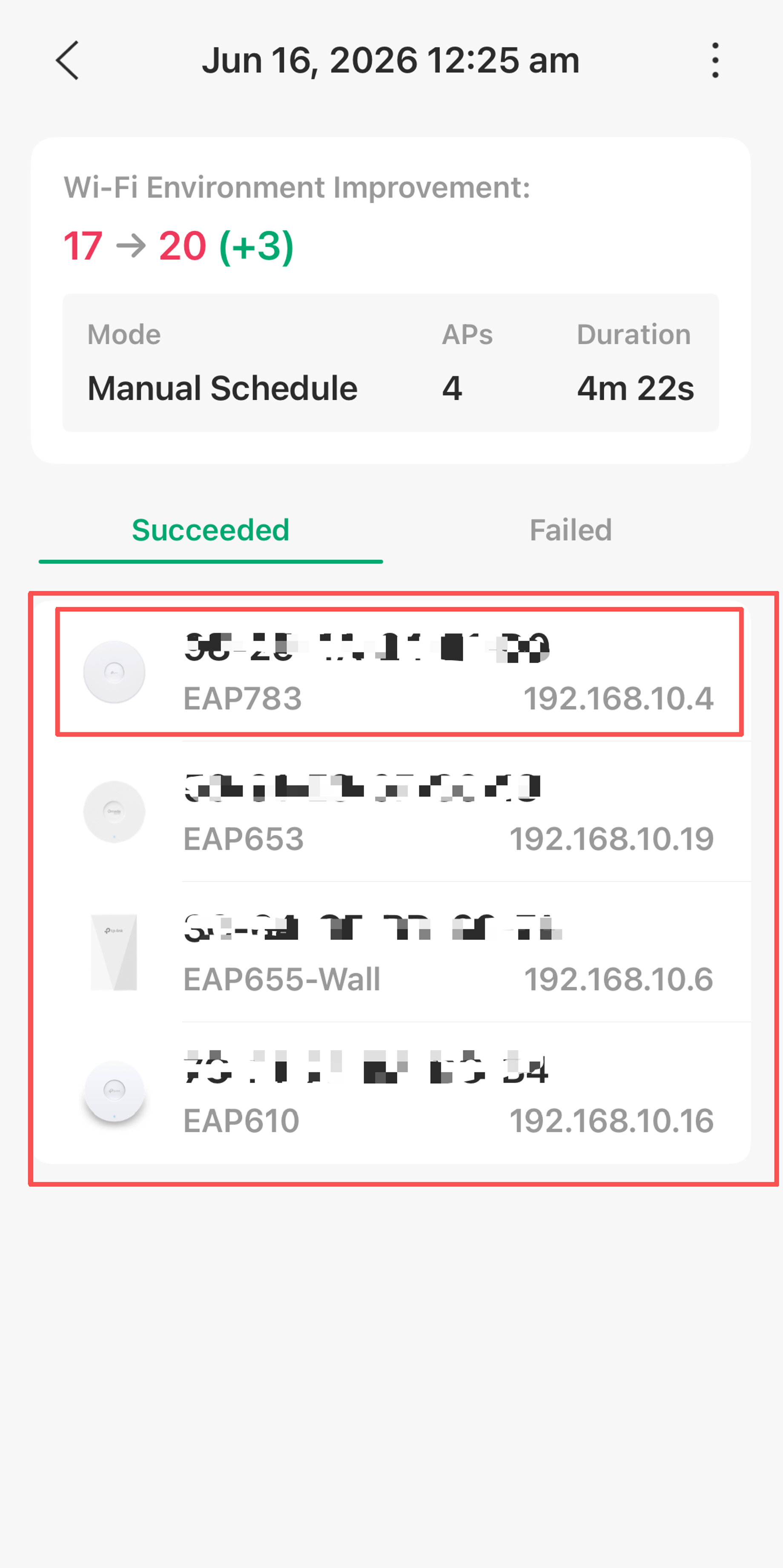 Check specific EAP's optimization details in Optimization History page.