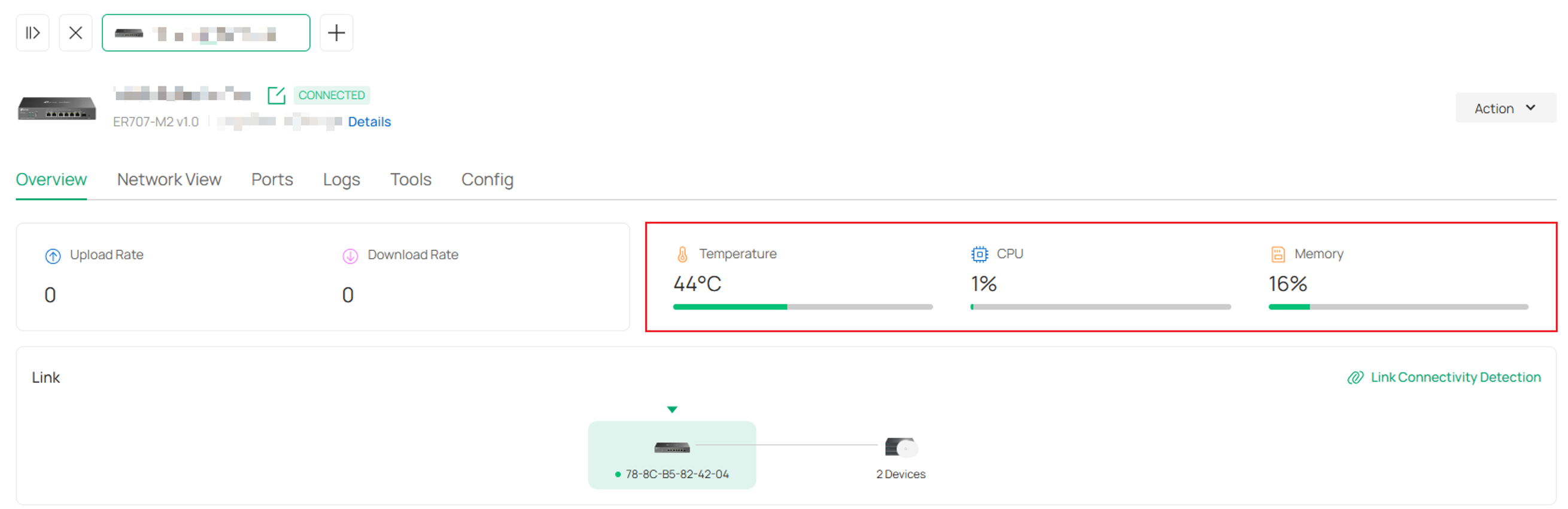 Show an example of checking the CPU and memory utilization on an Omada controller.
