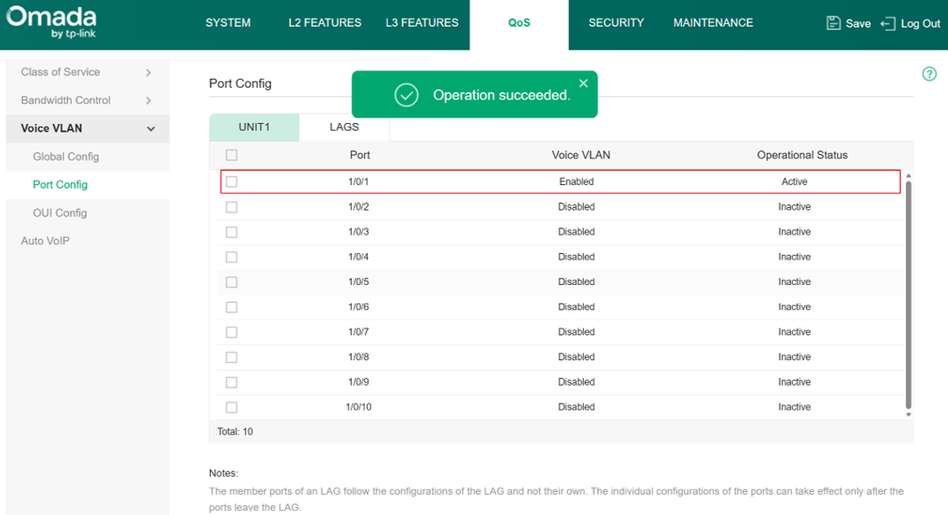 Configuring Voice VLAN at ports level.