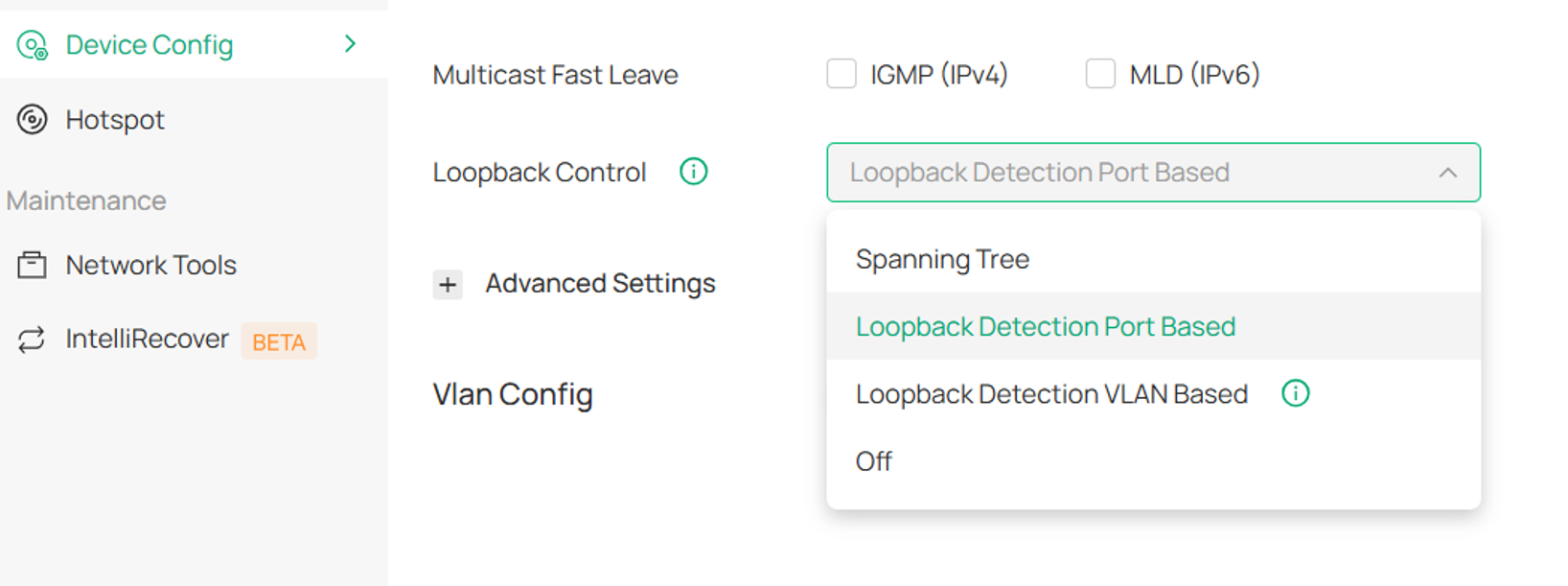 Shows the configuration of LBD in the port profile.