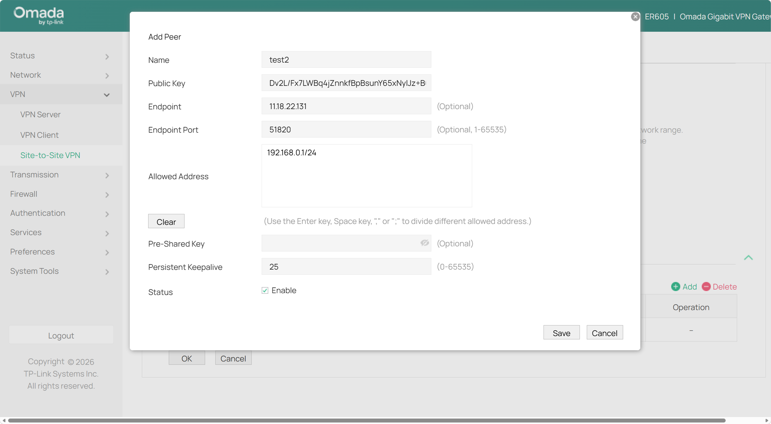 Example of configurations peer configuations in standalone mode.