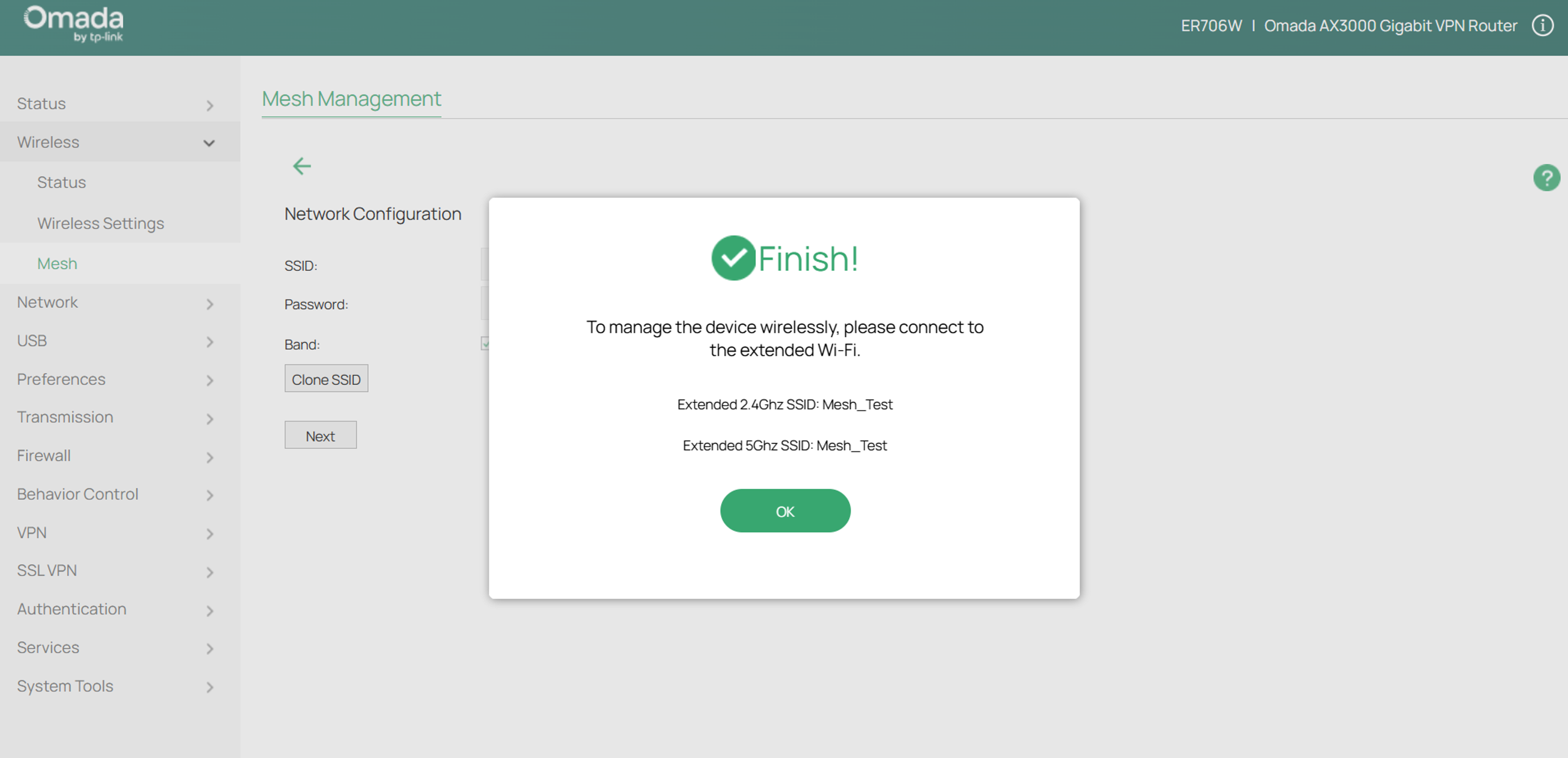 Click next to finish the mesh setup.