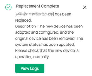 Show the page of replacement complete.