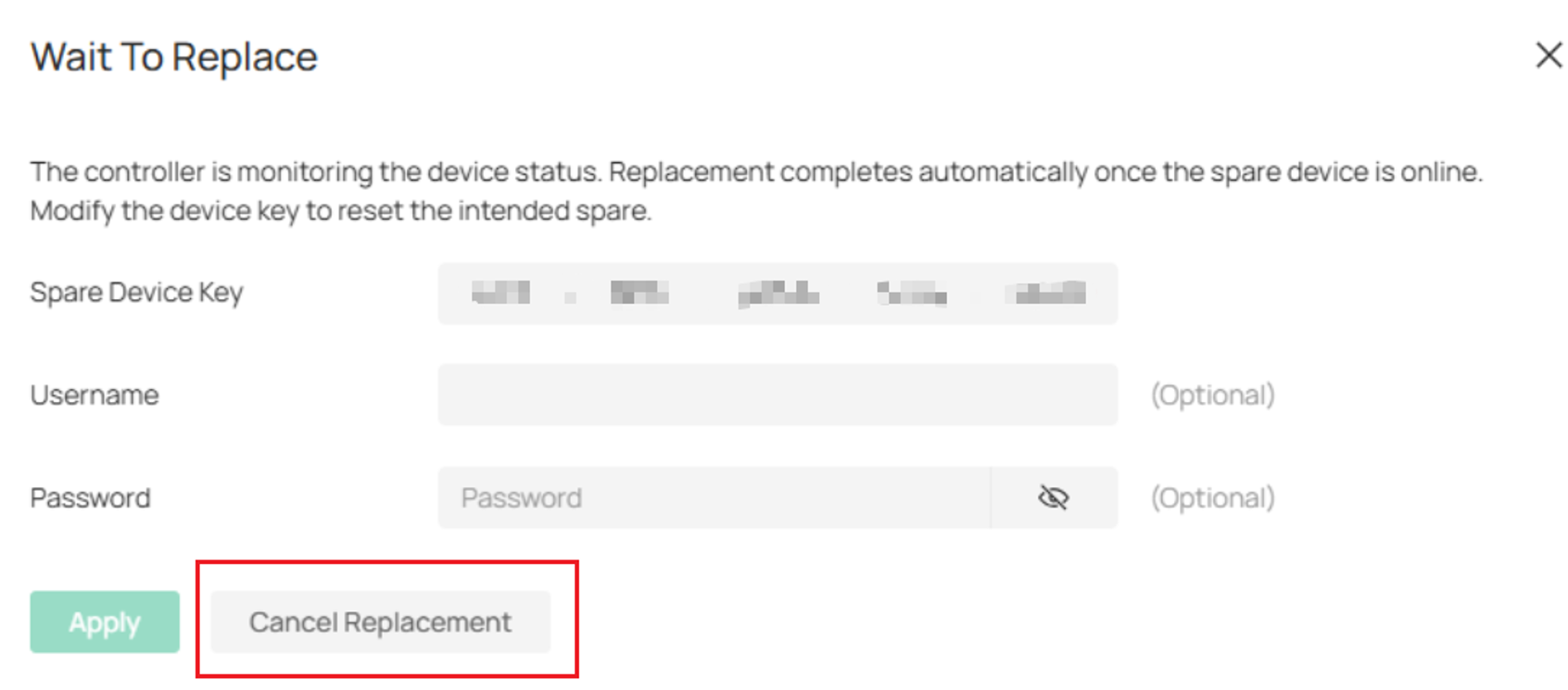 Show the page of wait to replace.