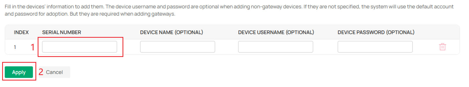 Input field where you can enter your device’s S/N or Device Key.