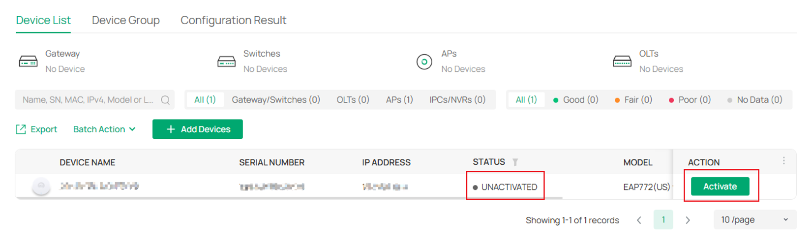 Location where you can check if the devices are successfully added.