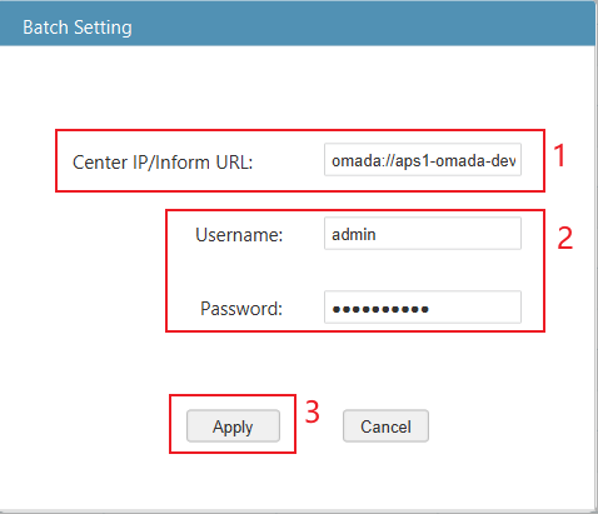 IP/URL settings page in the Omada Discover Utility.