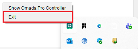 a screenshot showing the exit button of Omada Pro Controller.