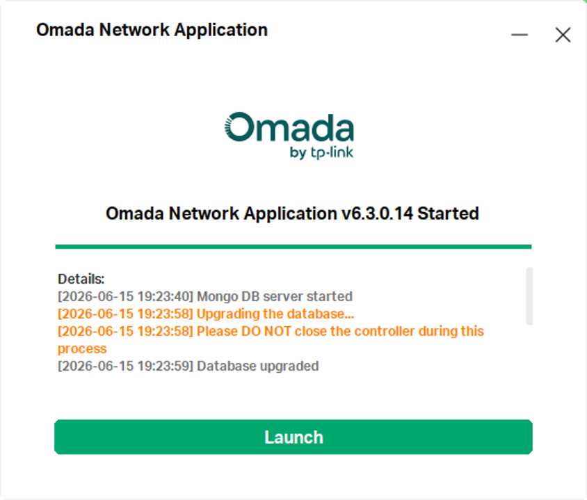 a screenshot showing the Omada Controller startup screen.