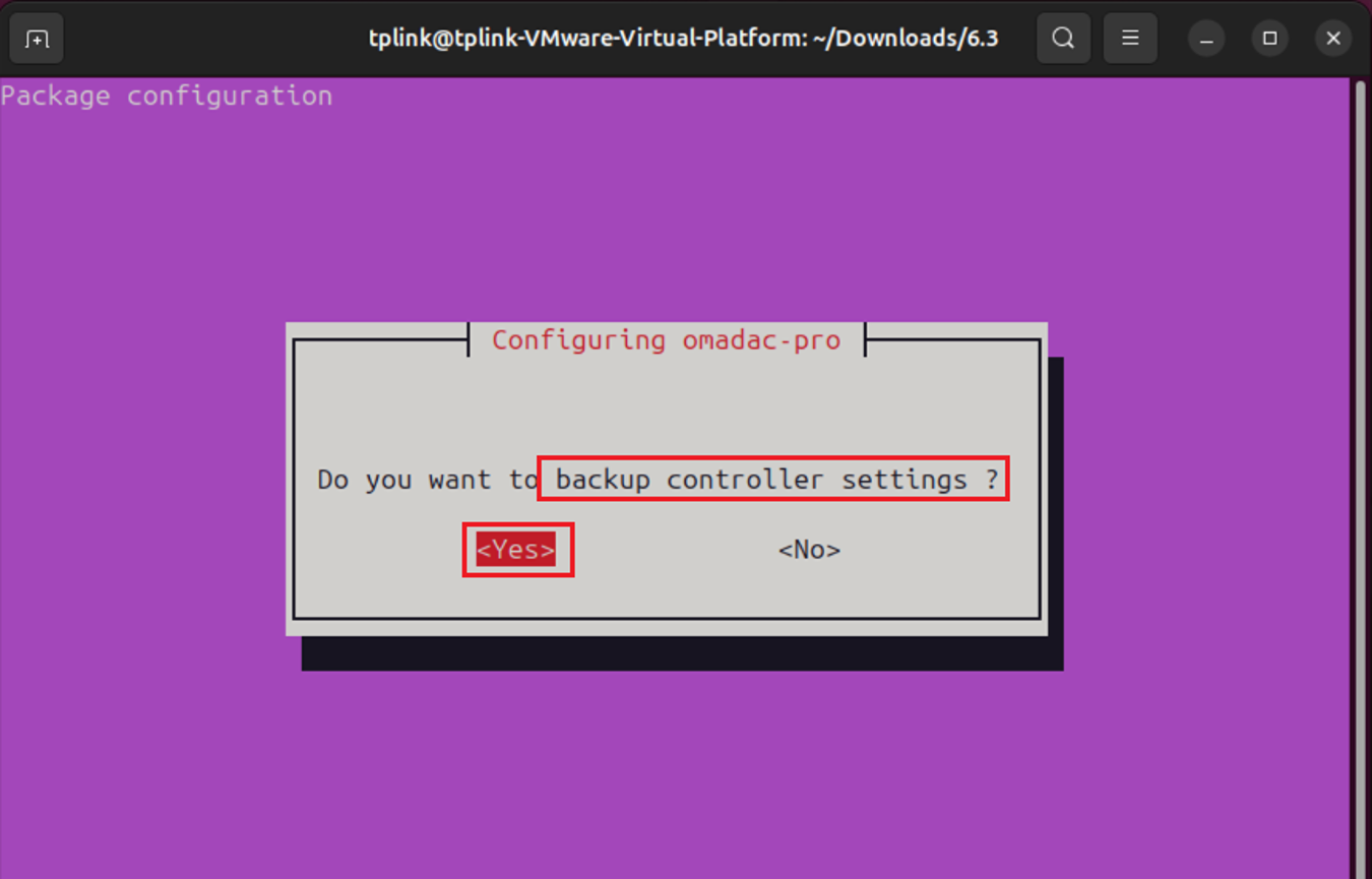 a screenshot showing the command-line interaction confirming the backup.
