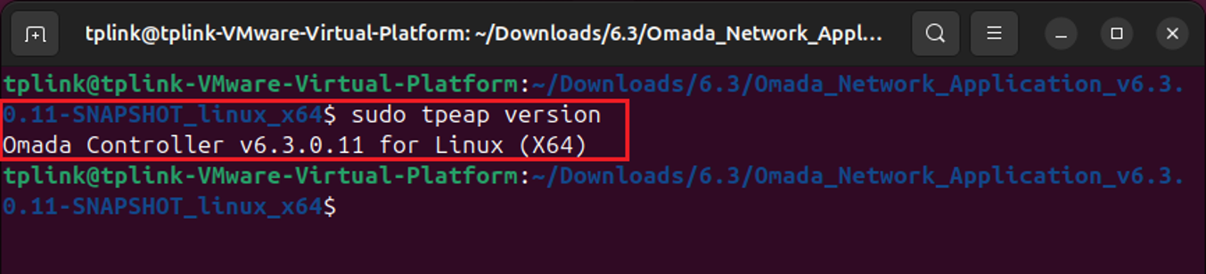 a screenshot showing the output of command tpeap version.