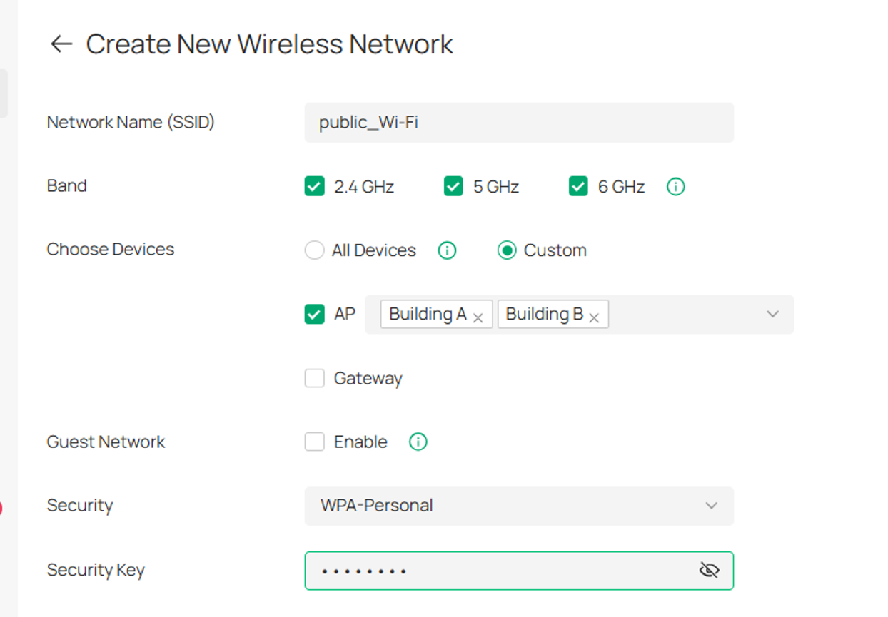 Add SSID page showing Custom (AP) with multiple AP Groups selected for public SSID coverage.