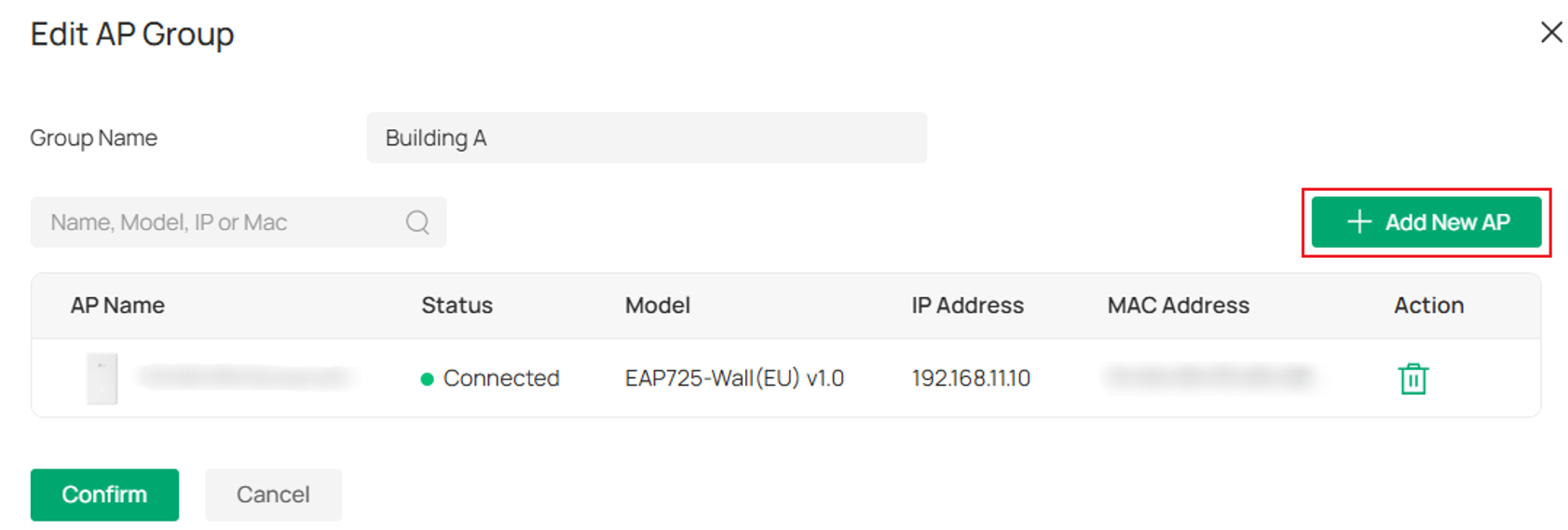Edit AP Group page in Omada Controller v6.3 showing AP assignment to an existing AP Group.