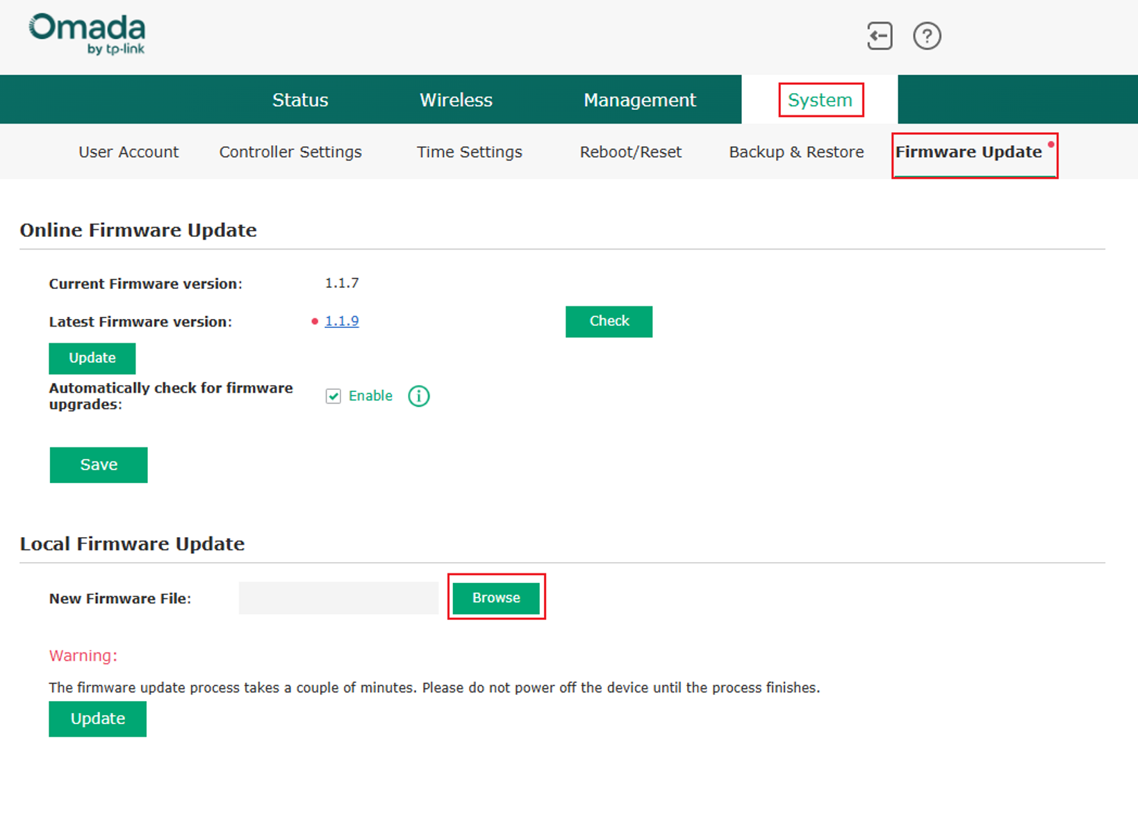 Log in the EAP’s web management interface and click browse.