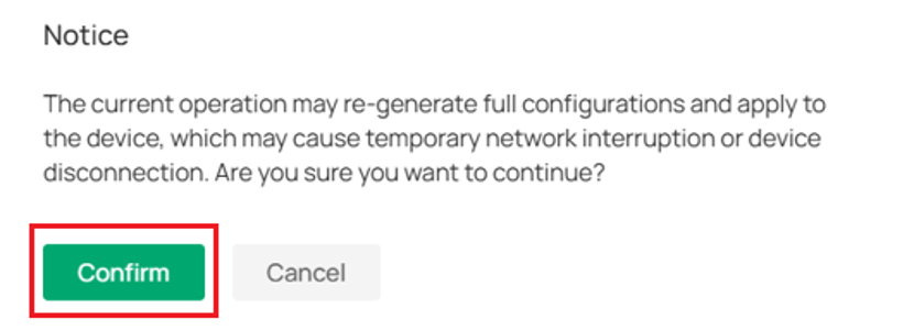 Click Confirm to start the upgrade.