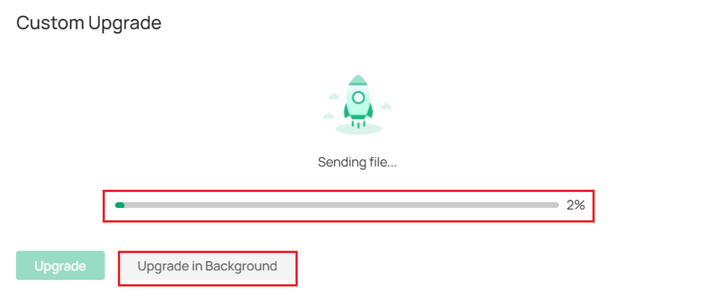 The progress bar shows the upgrade progress.