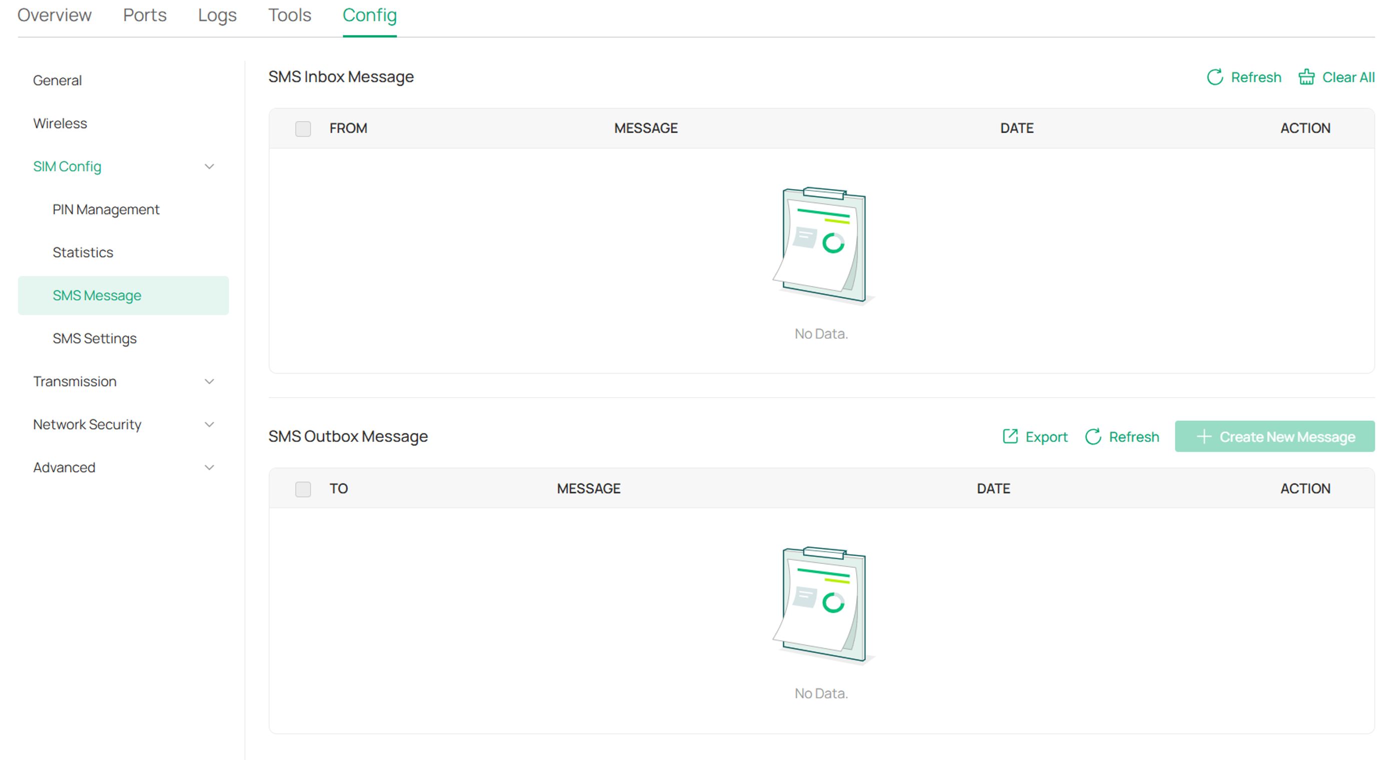 the details of SMS Message configuration.