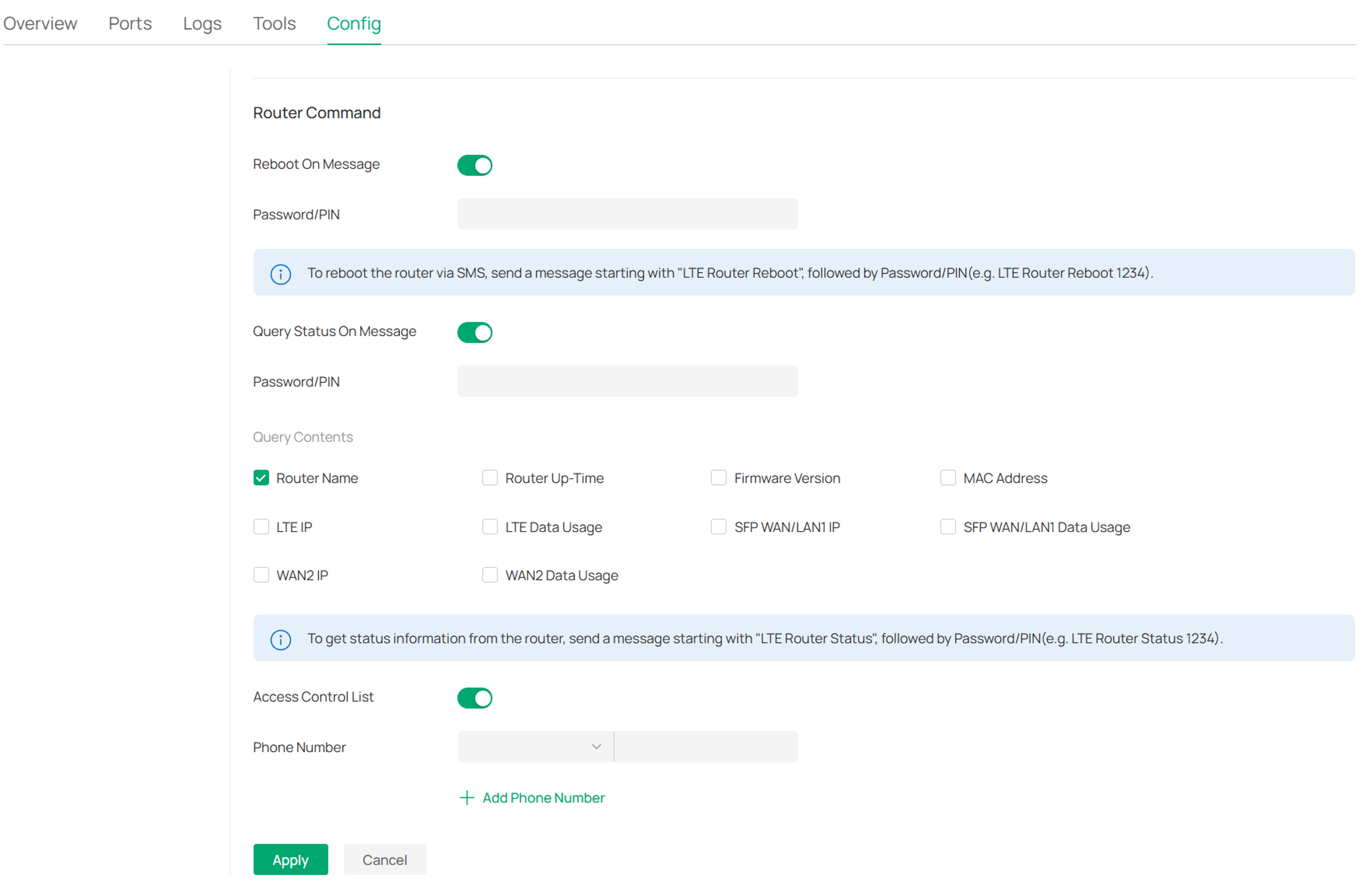 the details of Router Command configuration.