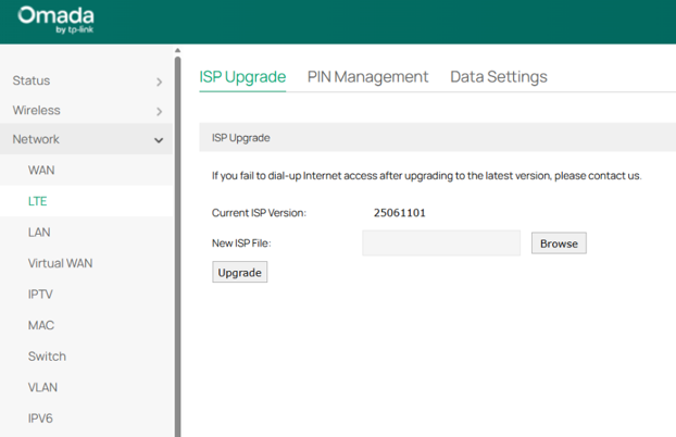 the details of ISP Upgrade configuration.