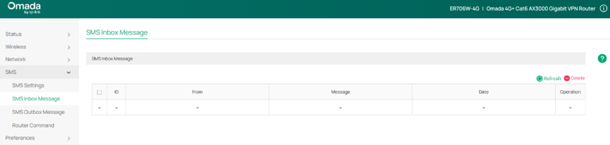The details of SMS Inbox/Outbox Message configuration.