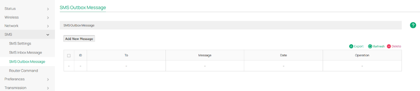 The details of SMS Inbox/Outbox Message configuration.