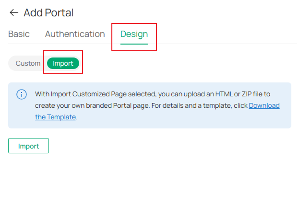 Page example when choose “Import”.