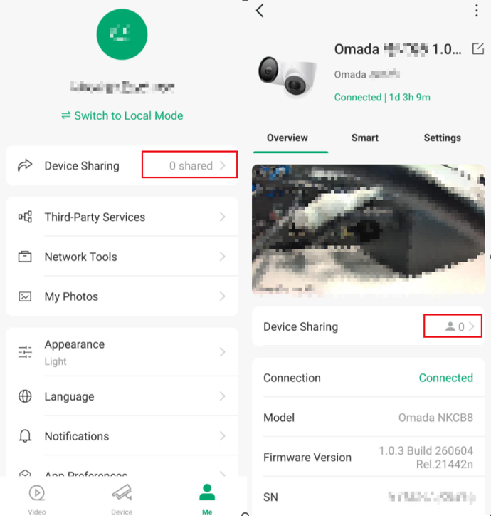Device Sharing page showing that no TP-Link IDs have been granted access to the device.