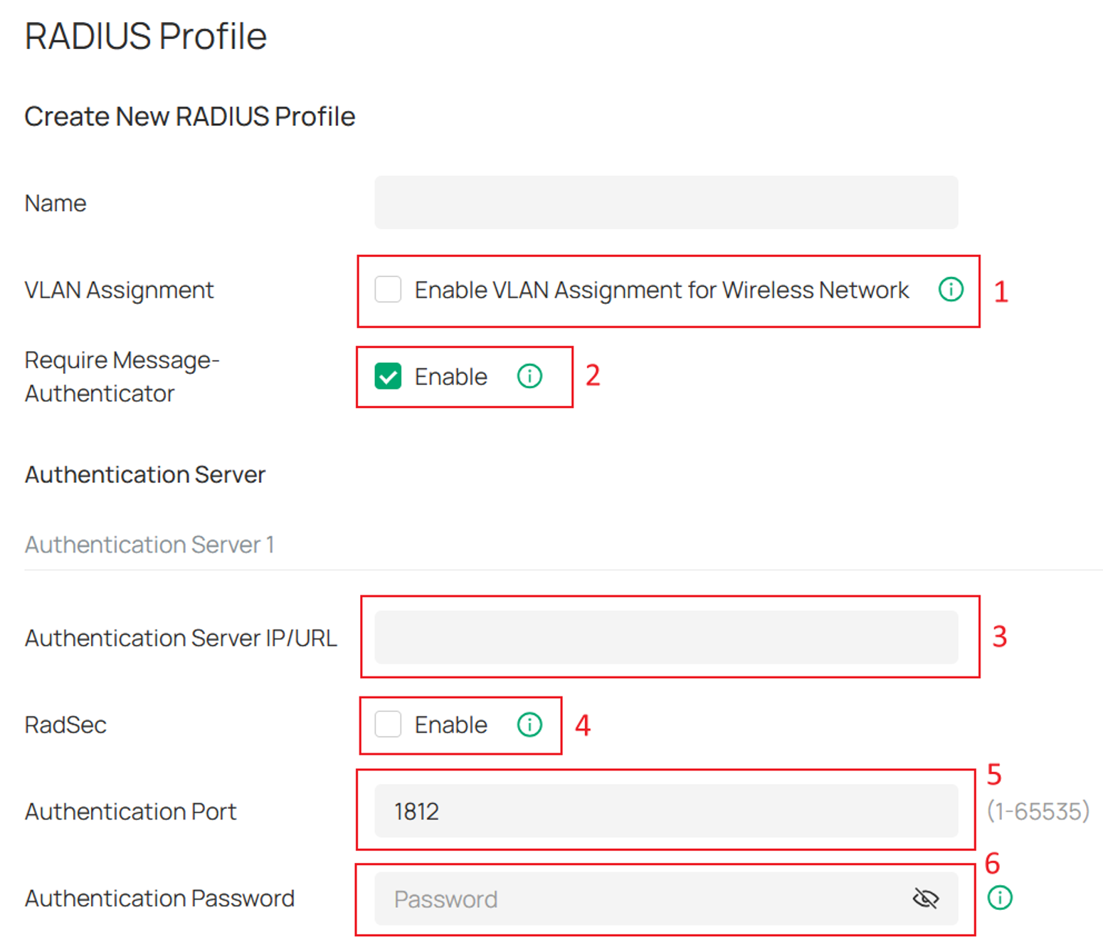 display the RADIUS Profile Config page.