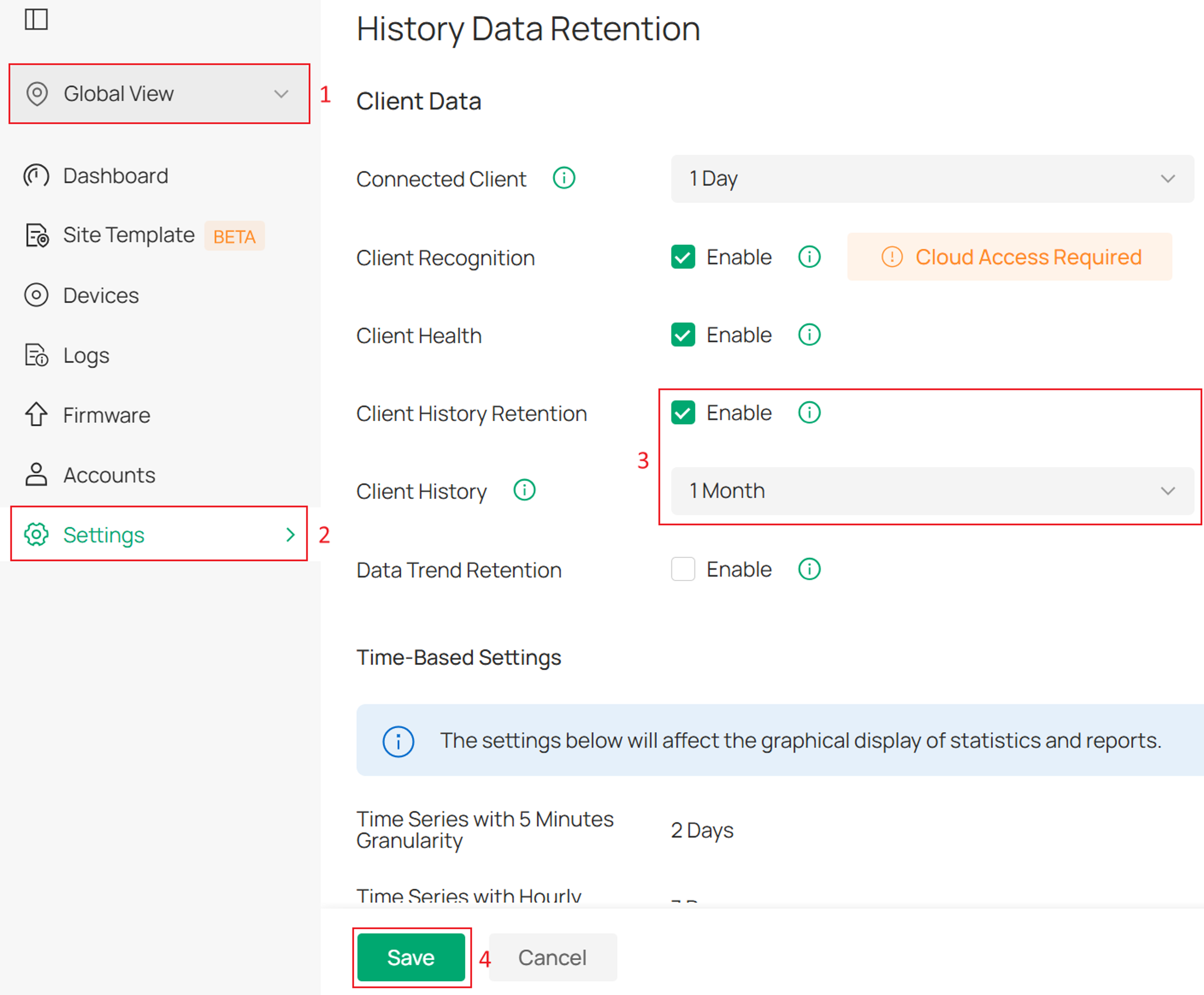 display the process to enable Client History Retention.