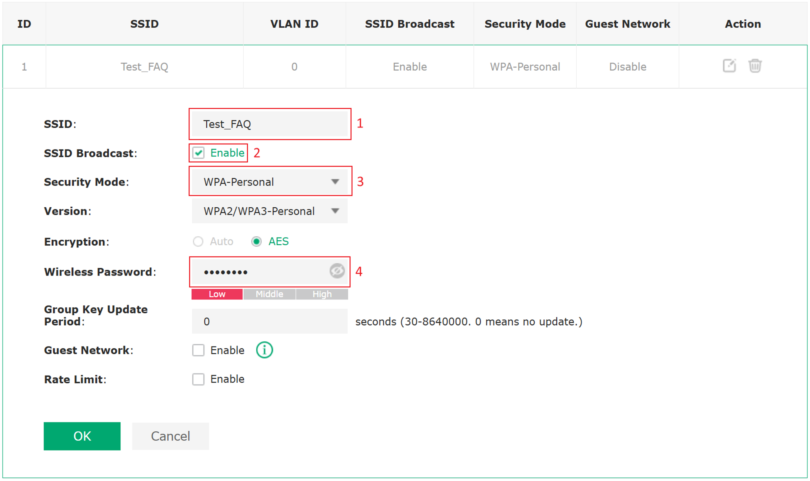 display the SSID Basic Setting page.