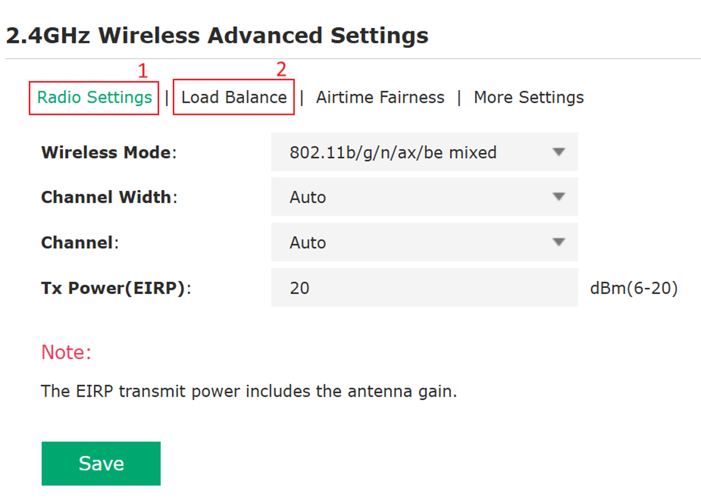display the SSID Advancd Setting page.