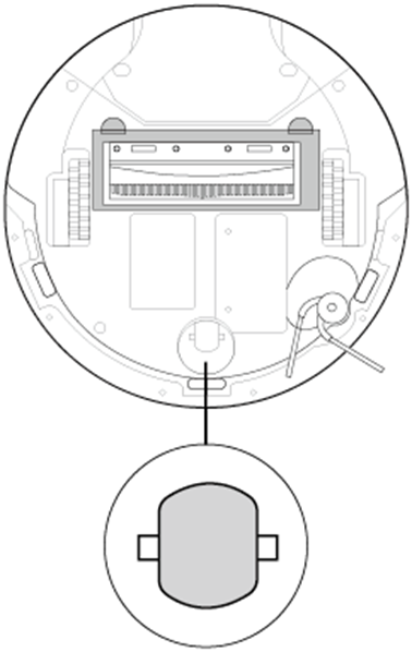 Caster wheel on the back of Tapo RV30 Max Plus Gen2.