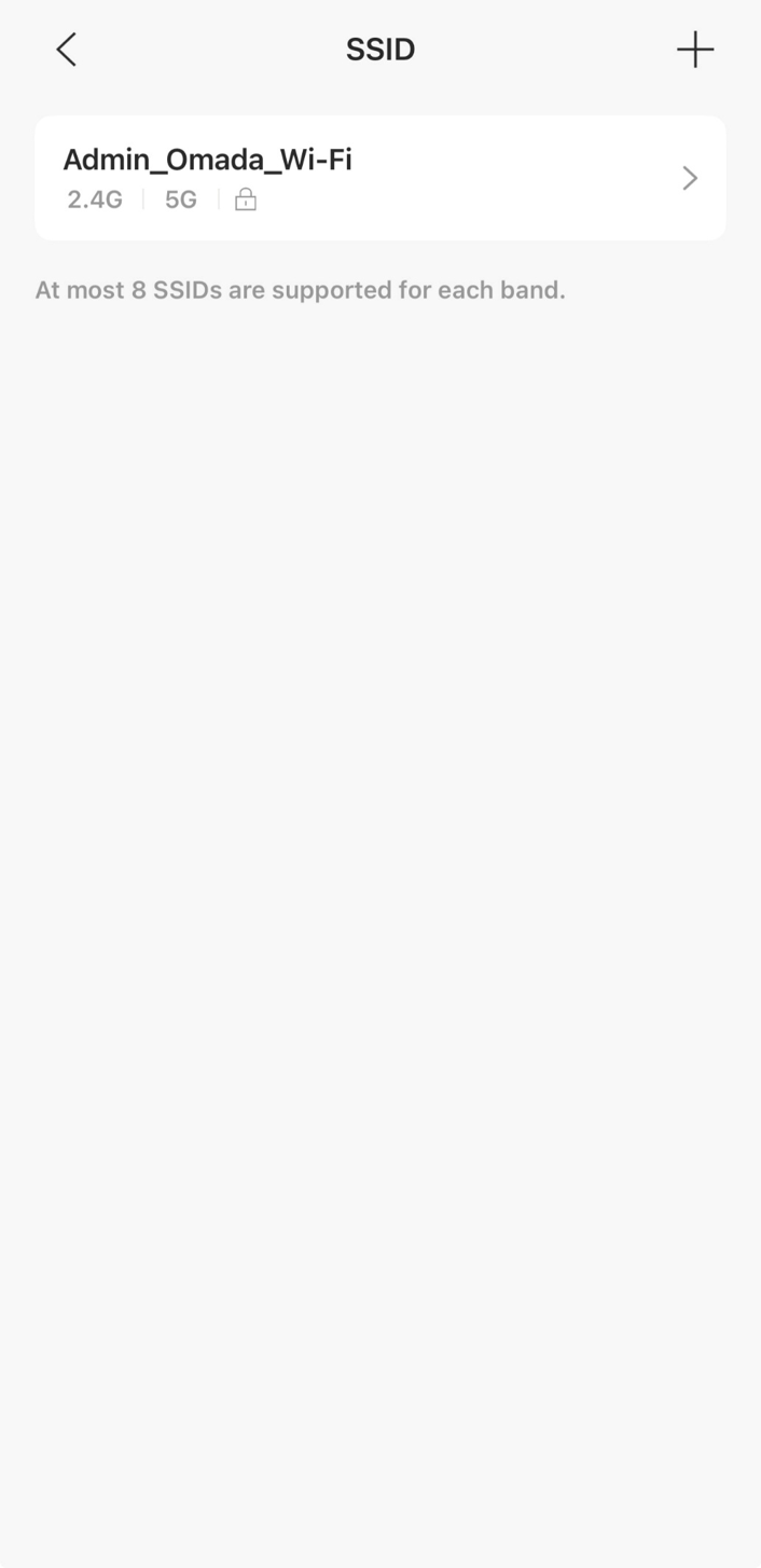 SSID settings page on Omada app.