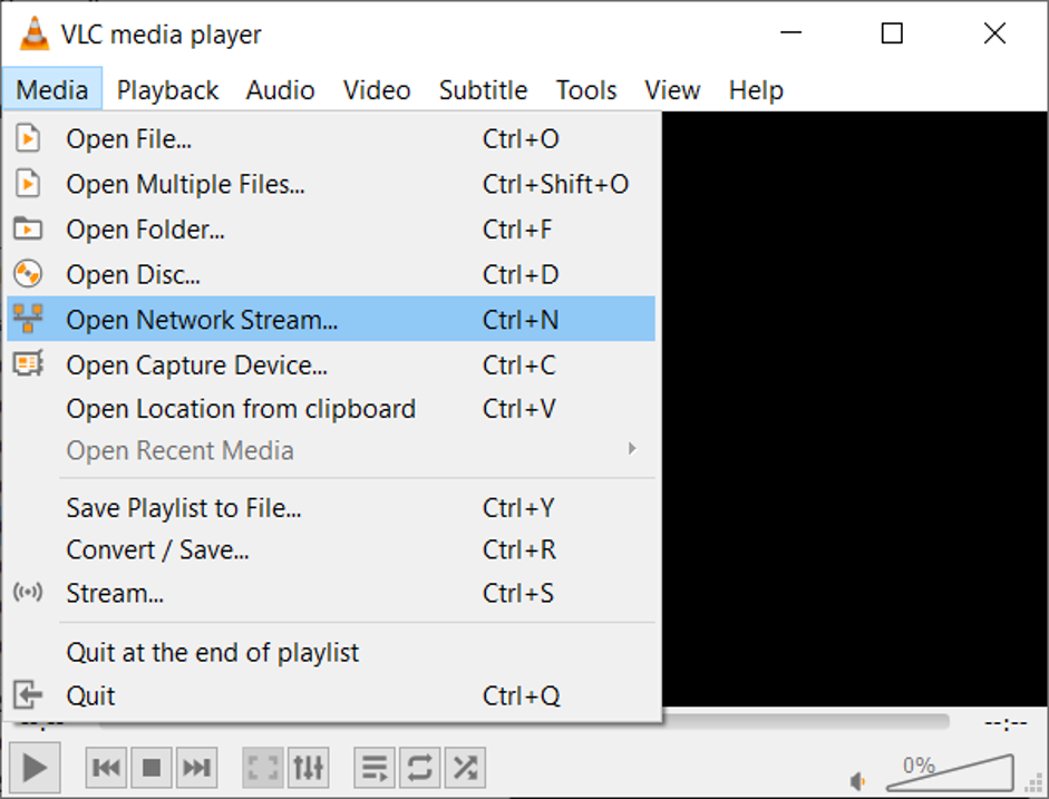 go to VLC Network Stream option.