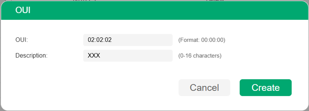 Dialog for adding a new IP phone OUI entry