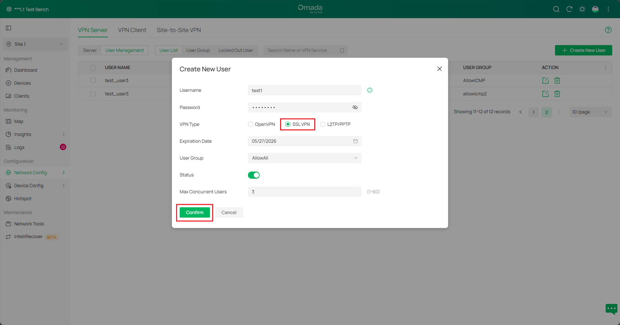 Shows the required fields