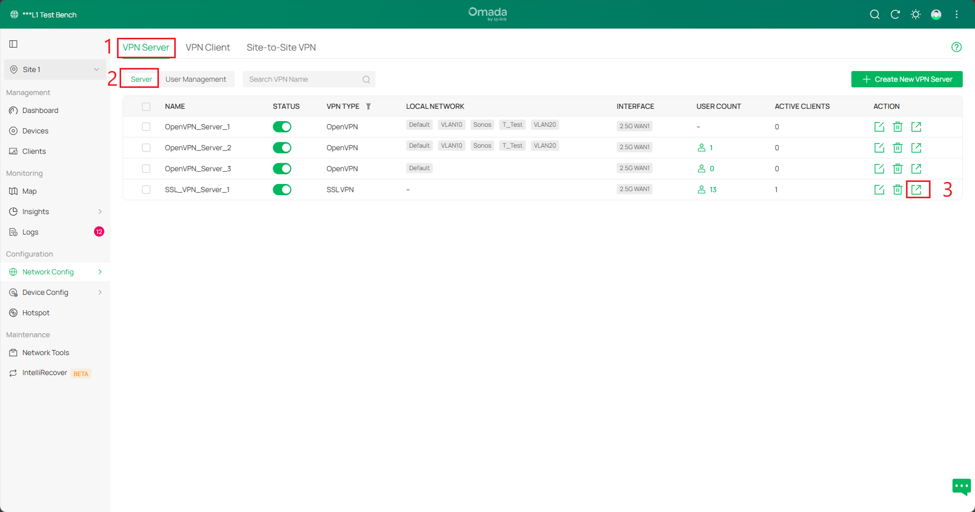 Export file button is under server settings.