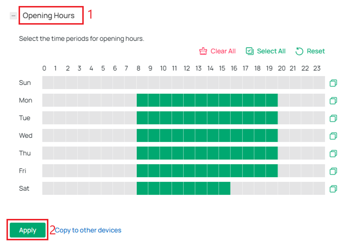 Configure the opening time of the People Counting rule.
