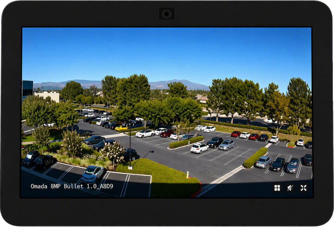 Amazon Alexa display showing an Omada Guard camera live view after successful integration.