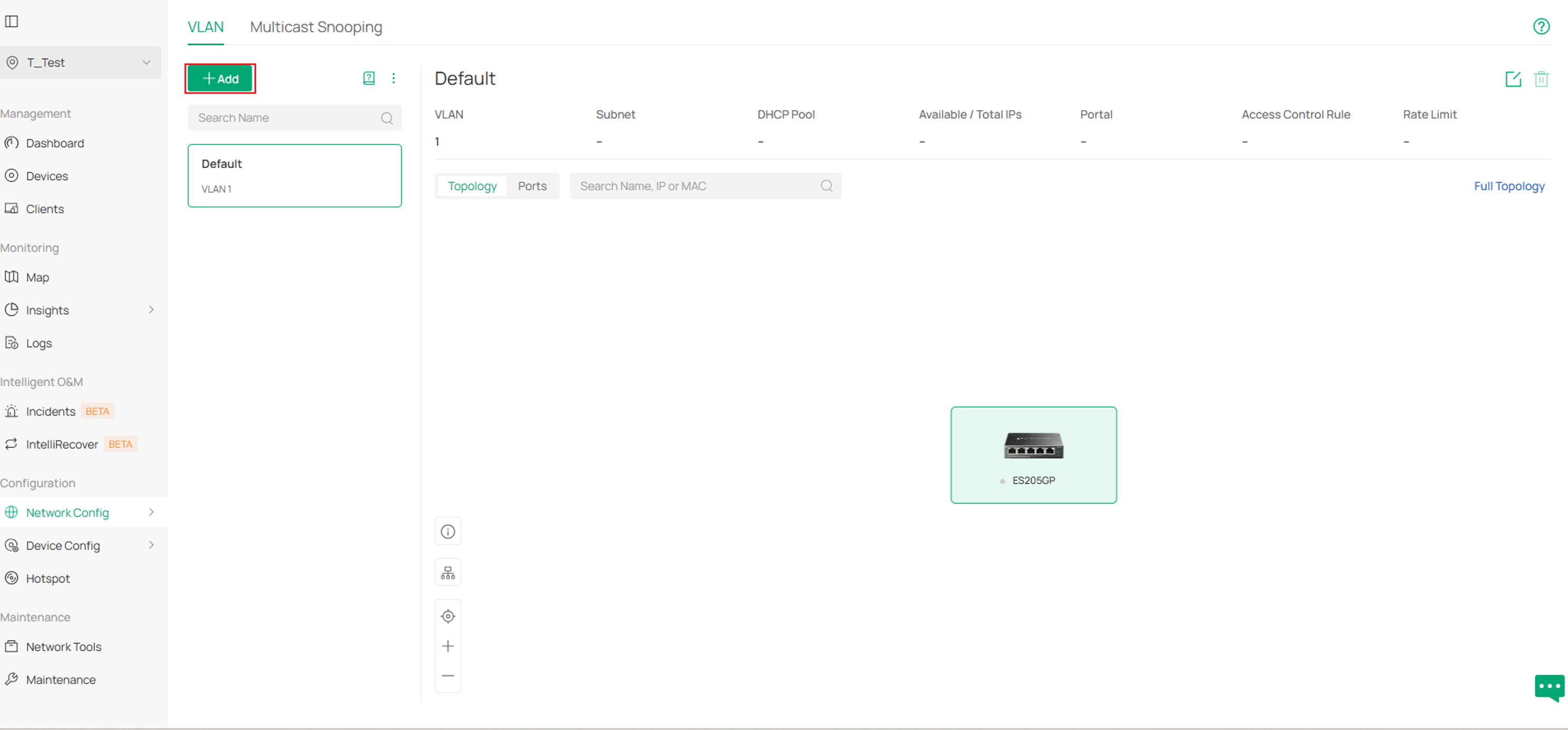 Click Add to create a new VLAN on the Omada Controller.