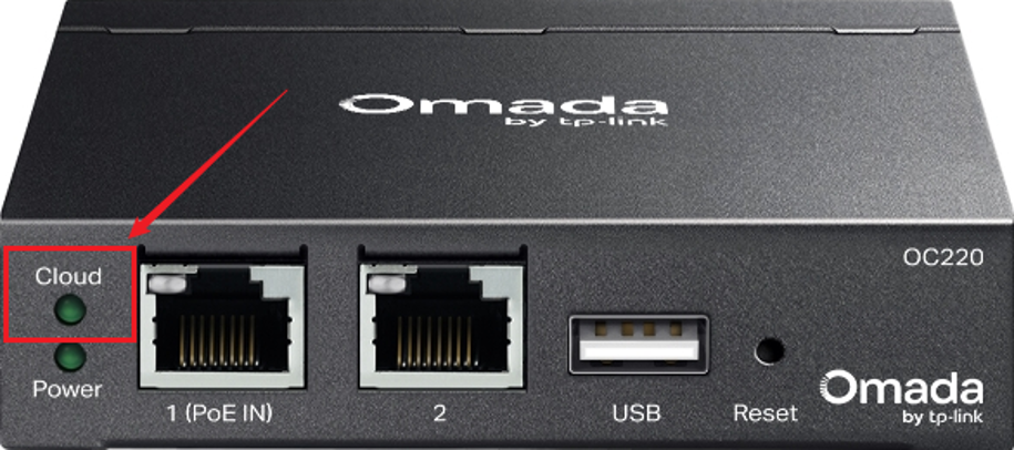 OC220 front panel showing the Cloud LED indicator.