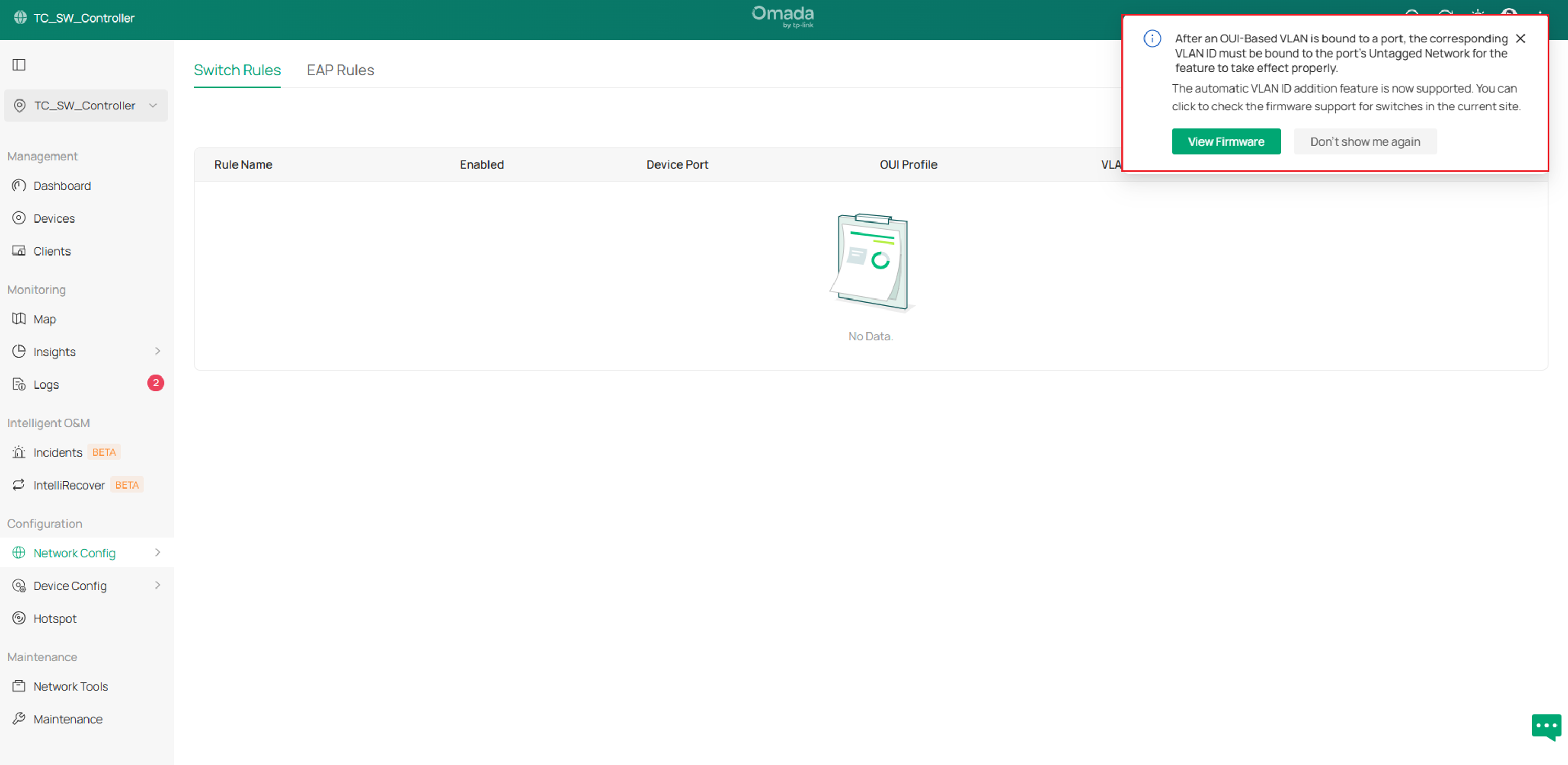 Popup prompt for new Controller installation to v6.3